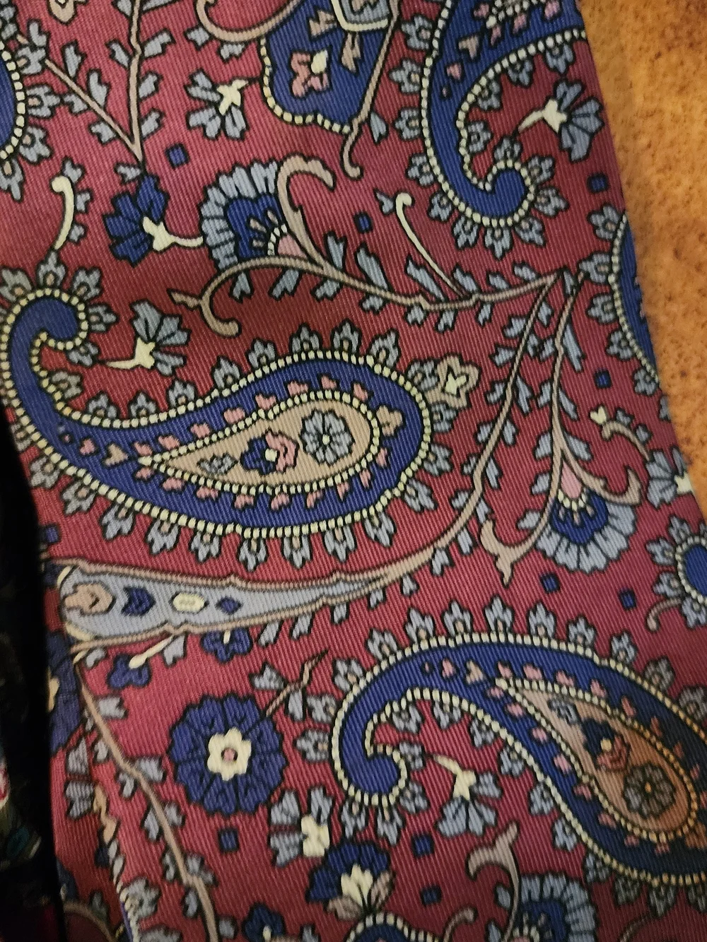 3pc Men’s 100% Silk Tie Lot American Traditions USA Burgundy Paisley Medallion
